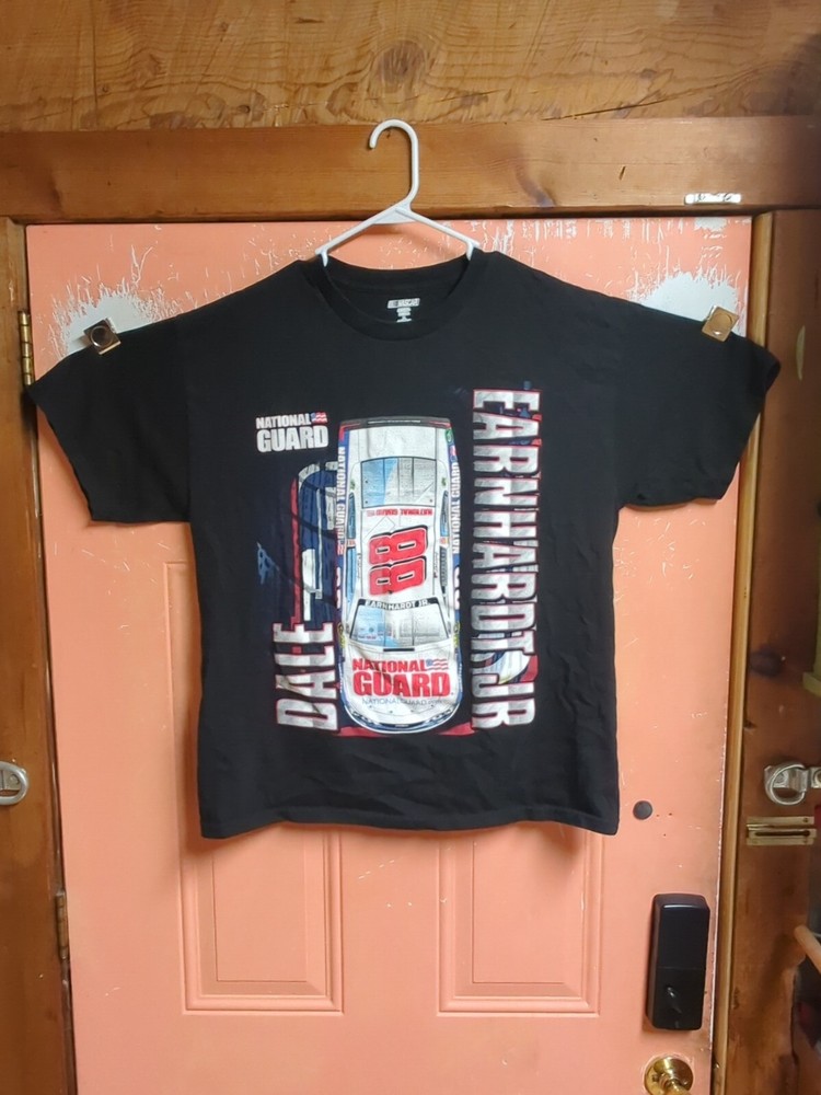 Dale Earnhardt Jr T-Shirt Mens XL Black National Guard 88 Double Sided NASCAR