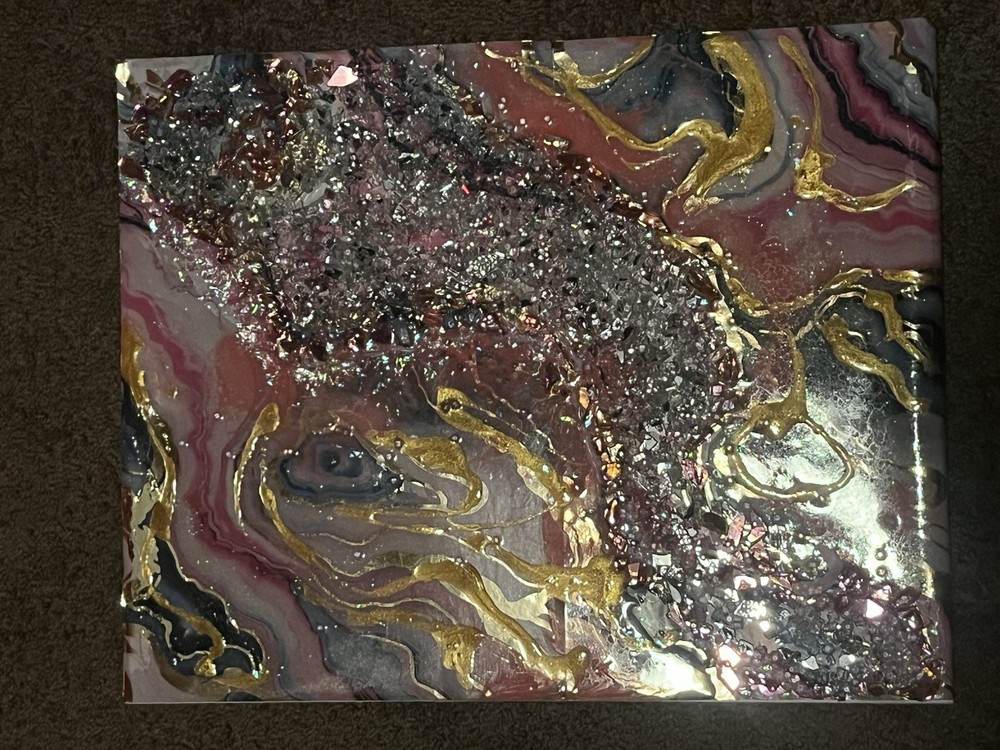 Pretty in Pink: The Beautiful Storm by Beth 16x20 Amethyst Geode Resin Wall Art
