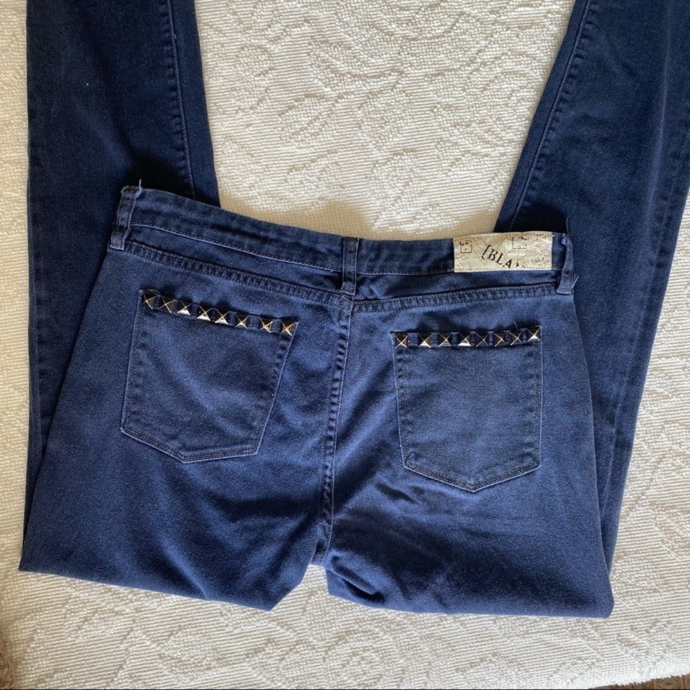 Blank NYC Med Dark Blue Studded Punk Goth Emo Straight Leg Jeans Size 31