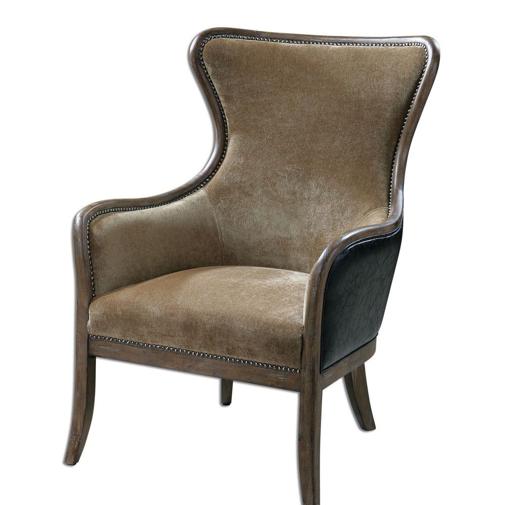 Snowden Velvet Chair with Faux Leather Back by Uttermost 23158