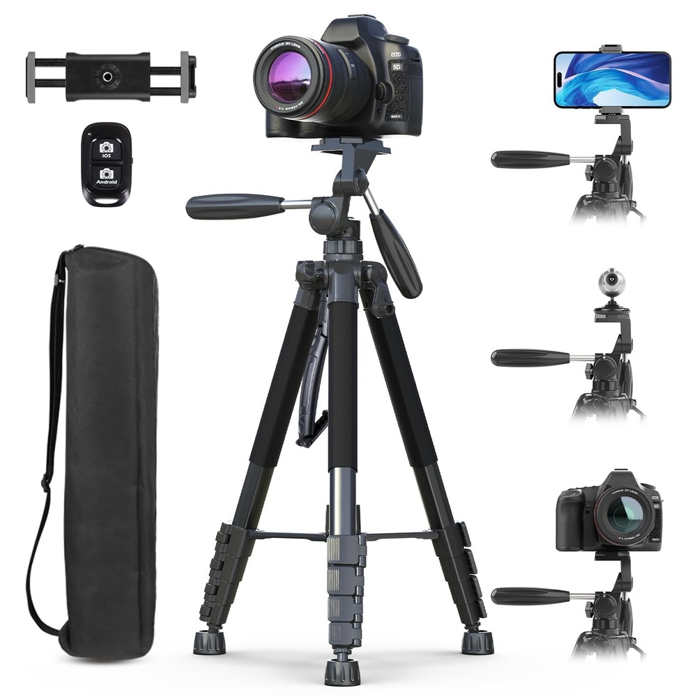 UBeesize 74-inch Heavy Duty Camera Tripod with Phone Holder and Wireless Remote