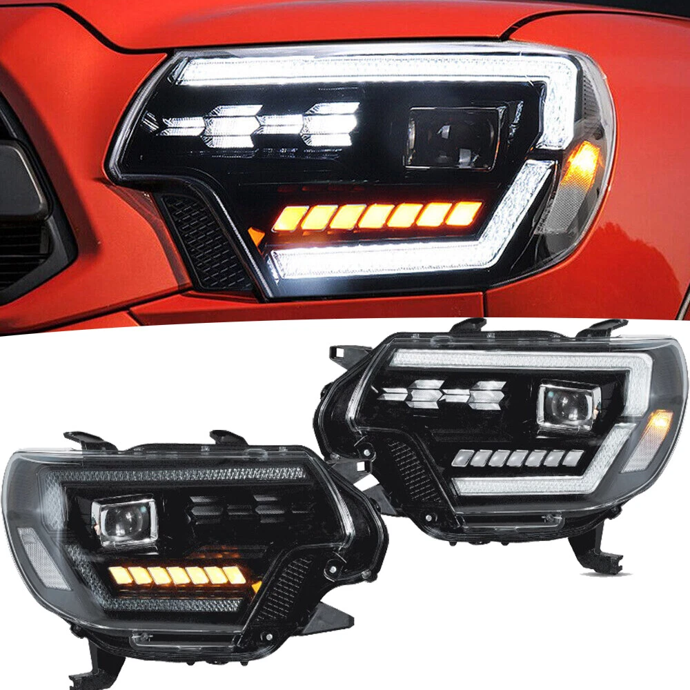 Pair Projector LED Headlights for 2012-2015 Toyota Tacoma w/Startup&Sequential