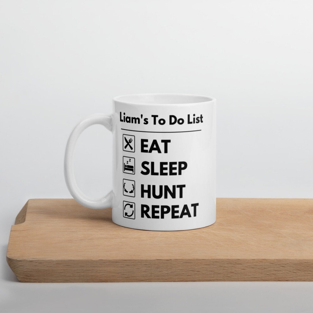 Personalised Eat Sleep Hunt Repeat Mug Hunting Quote Hunting Saying Gift Mug