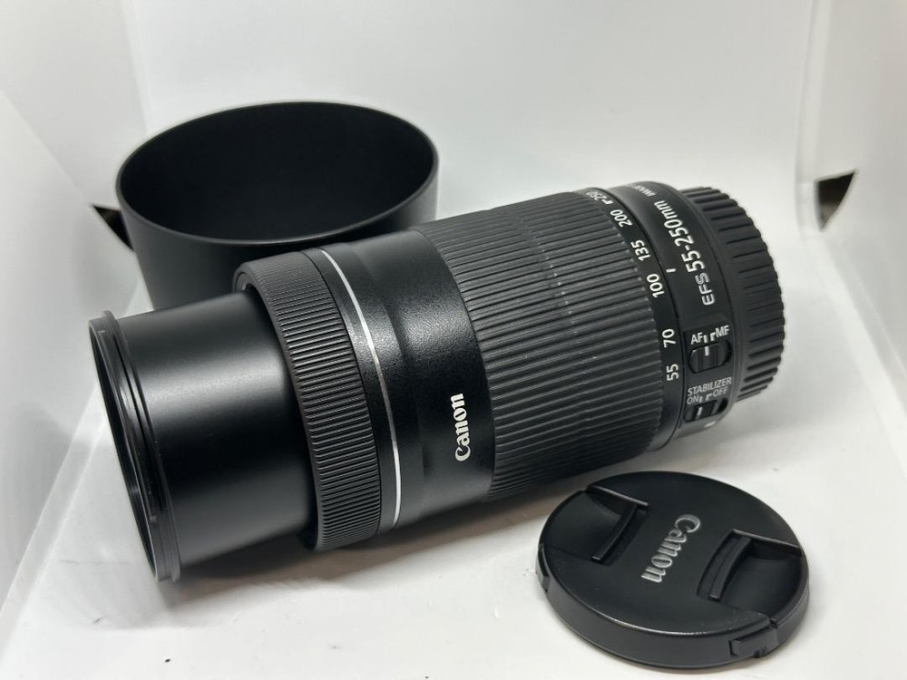Canon EF-S 55-250mm F4-5.6 IS STM Telephoto Zoom Lens with Hood Pre-Owned