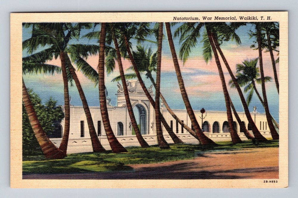 Waikiki HI-Hawaii, Natatorium, War Memorial, Antique, Vintage Postcard