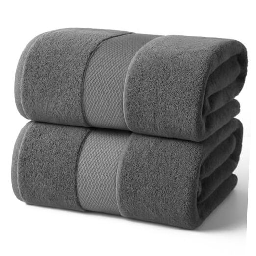 – Luxury Towels – 2 Pack (35X70 Inches) – 100% Ring Bath Sheets Shadow Grey