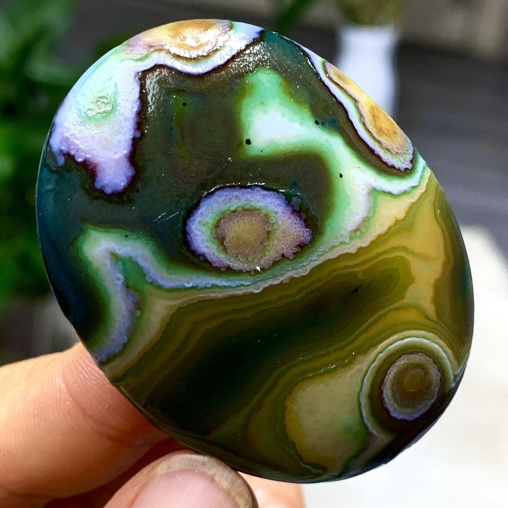 45G Natural Gobi Agate Eye Agate/Crystal PalmStone Madagascar