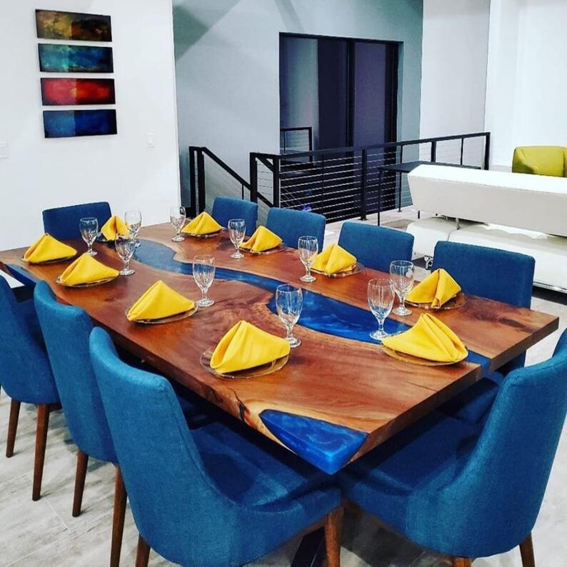 Blue Epoxy Table, Live Edge Epoxy Table,Bespoke Wood Furniture Cyber Monday Gift-image