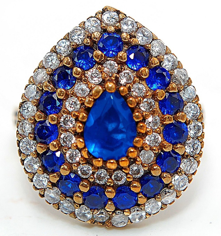 Sterling Silver Ottoman Empire Ring with 4CT Treated Sapphire Size 8