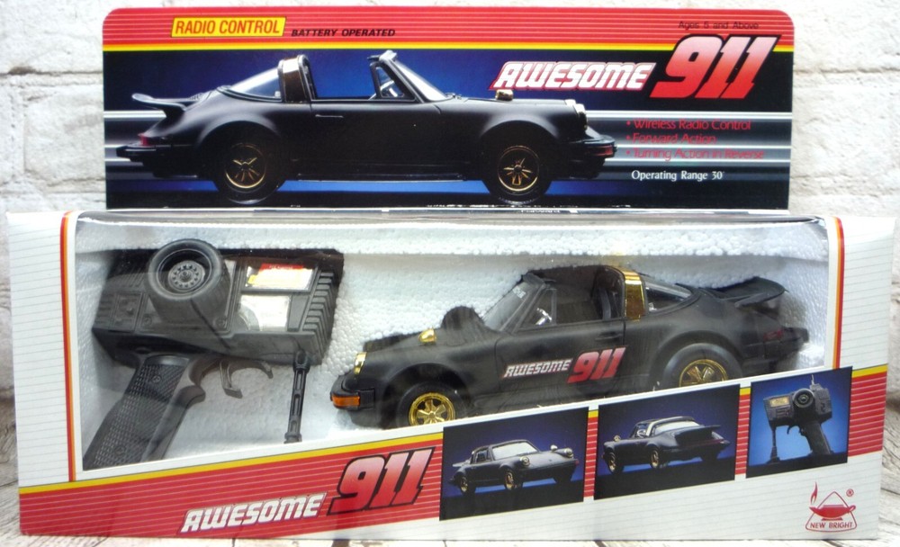 Vintage New Bright Porsche 911 Convertible RC Car New In Box 1988 Hong Kong