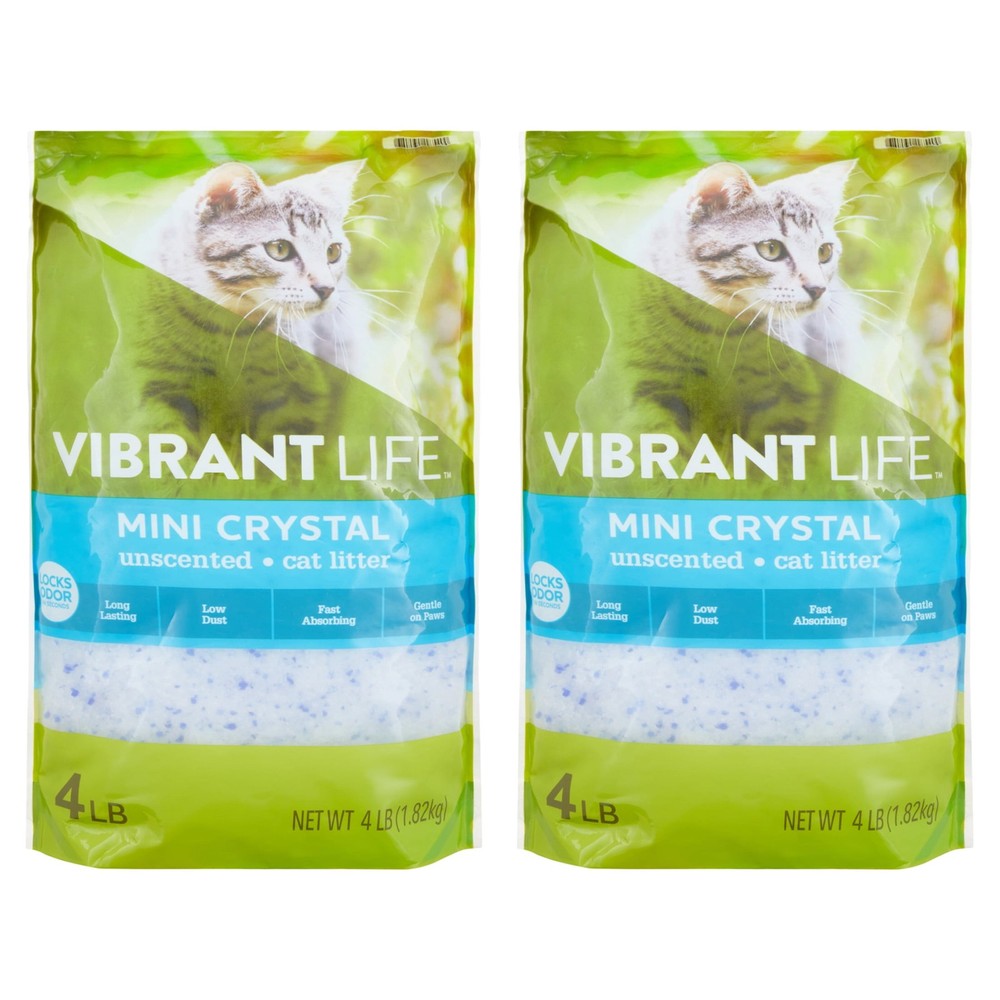 2-Pack Vibrant Life Mini Crystal Unscented Cat Litter 4 lb Each