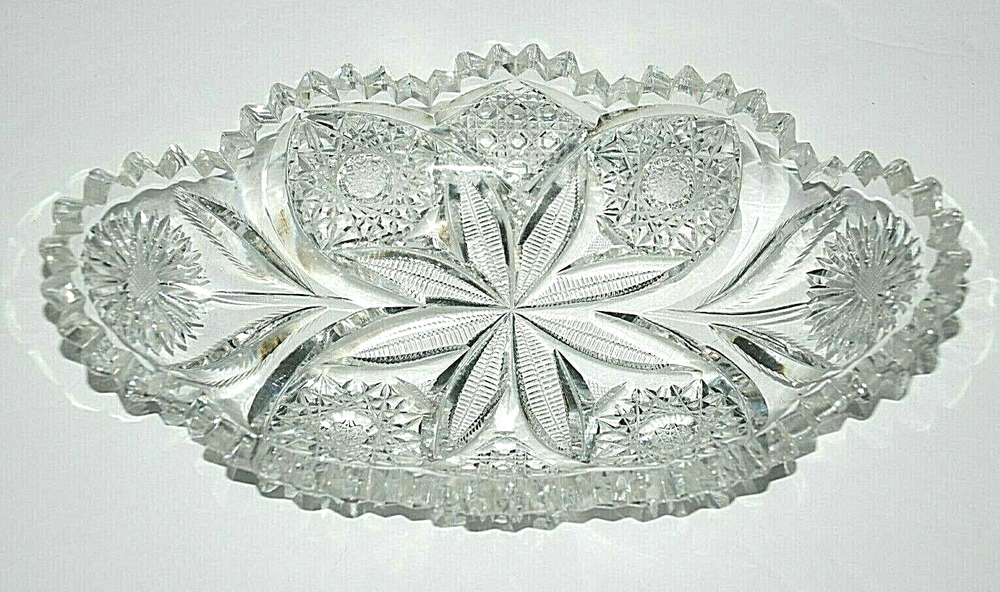 Antique ABP Cut Crystal Serving Dish for Candy Nuts Snacks American Brilliant Period