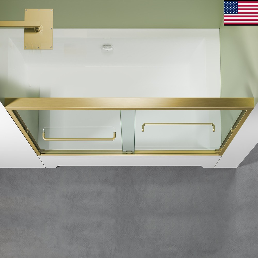 60-Inch Gold Framed Double Sliding Glass Shower Door for Bathroom - Clear & Sturdy Design