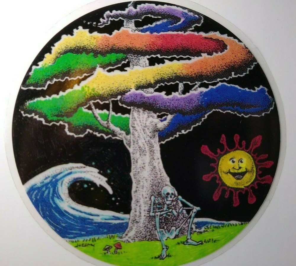 Grateful Dead Vintage Car Decal Skeleton Smoking Rainbow Tree Design