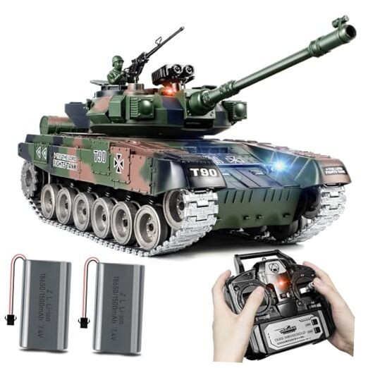 1:18 T-90 Alloy RC Tank Toy with 2.4Ghz Remote Control Military Model