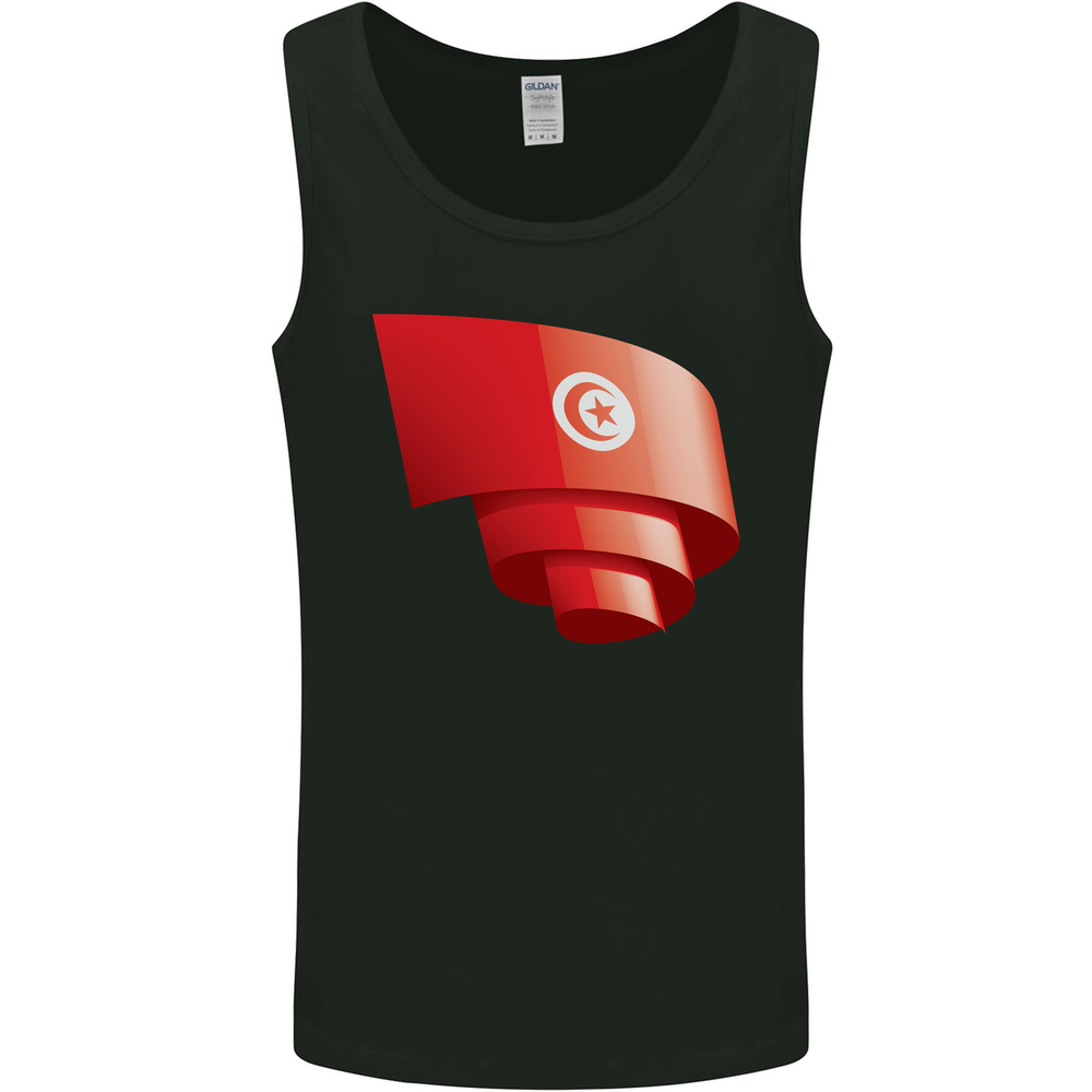 Curled Tunisia Flag Tunisian Day Football Mens Vest Tank Top