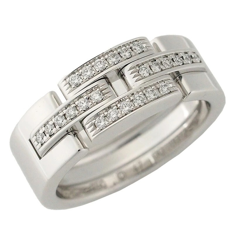 Cartier Diamond Maillon Panthère Ring in 18K White Gold Size 47