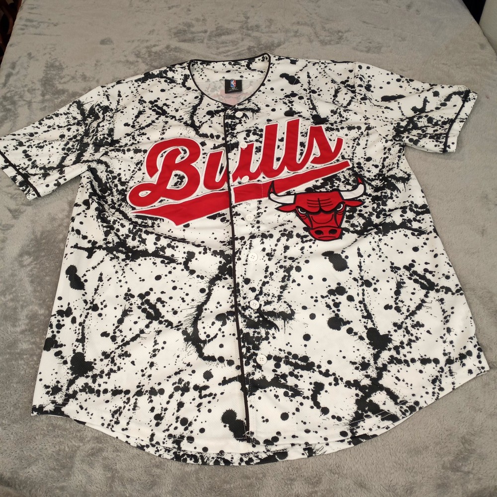 Chicago Bulls #66 NBA Baseball Style Jersey Paint Splatter Size Large