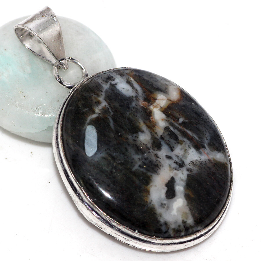 Moss Opal 925 Silver Plated Gemstone Handmade Pendant 1.7