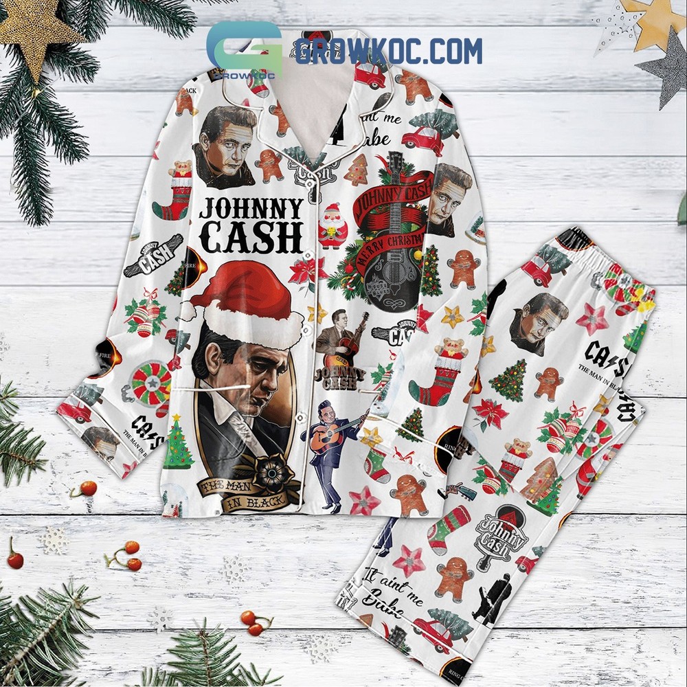 Johnny Cash Merry Christmas Tha Man In Black Pajamas Set