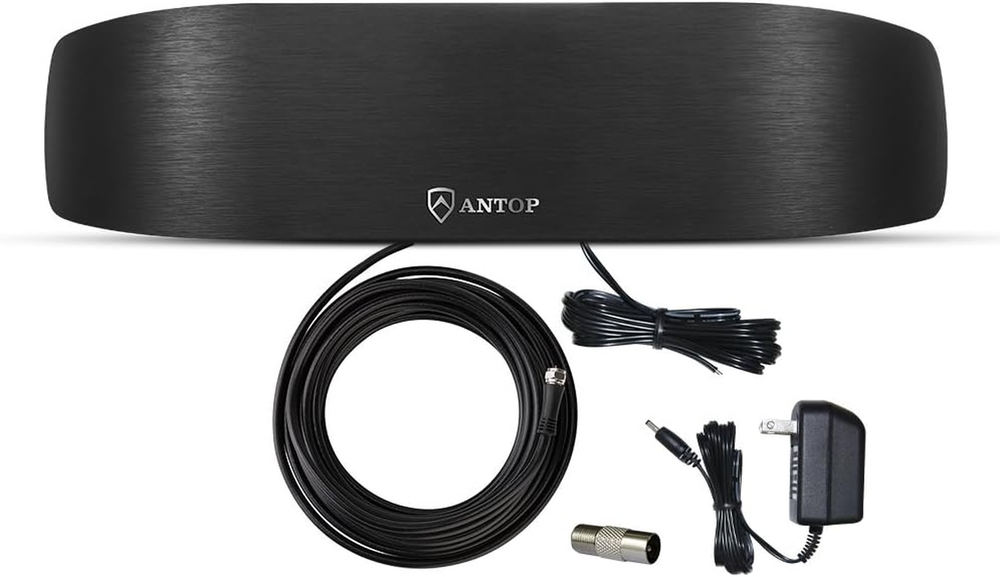 Radio Antenna, Indoor Amplified AM FM Antenna 50 Miles Multi-Directional Recepti