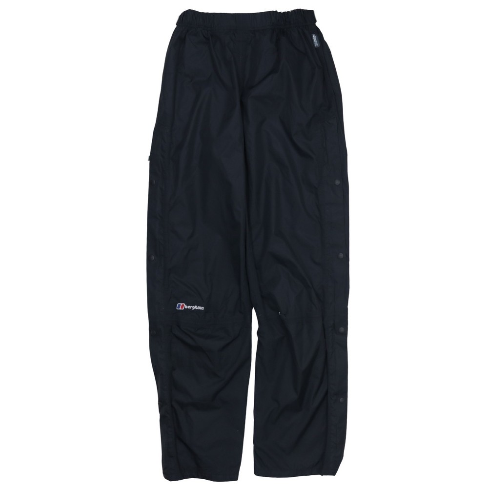 Berghaus Mens Black Waterproof Overtrousers Side Zip Press Stud Hiking Pants M