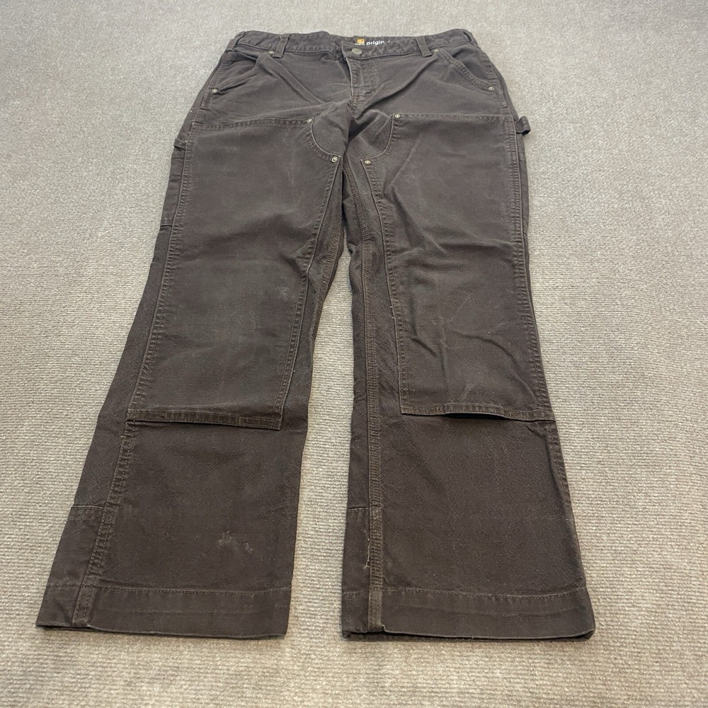 Carhartt Double Knee Pants Women 12 Short Dark Brown Carpenter 102730 Fits 32x29
