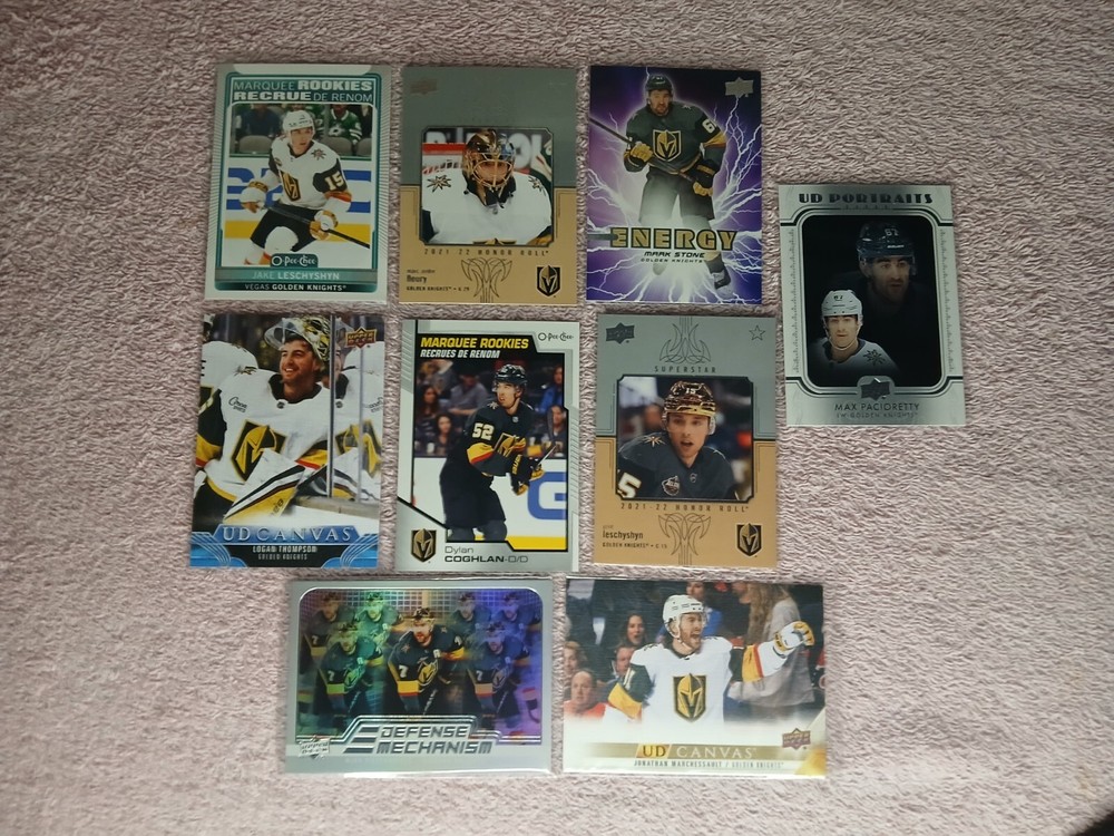 Vegas Golden Knights 9 Card LOT Rookies Coghlan Fleury Leschyshyn Stone NHL