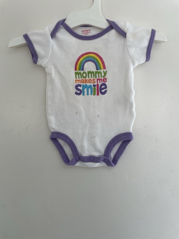 Carters Baby Girl White Glitter Rainbow Cotton Short Sleeve Bodysuit NB