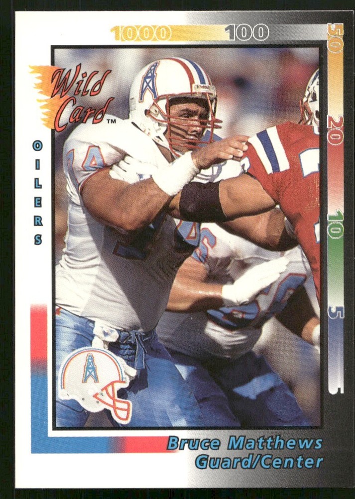 1992 Wild Card Bruce Matthews Houston Oilers 87 NFL Football Card