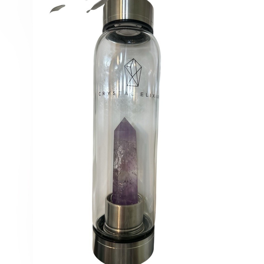 18 oz Crystal Elixir Glass Water Bottle New With Tags
