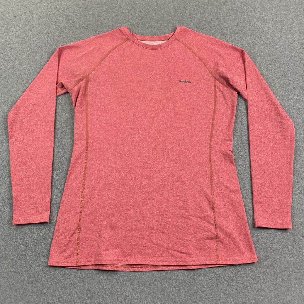 Women's Reebok Play Dry Heathered Pink XL Athletic Gym Running Stretch Shirt