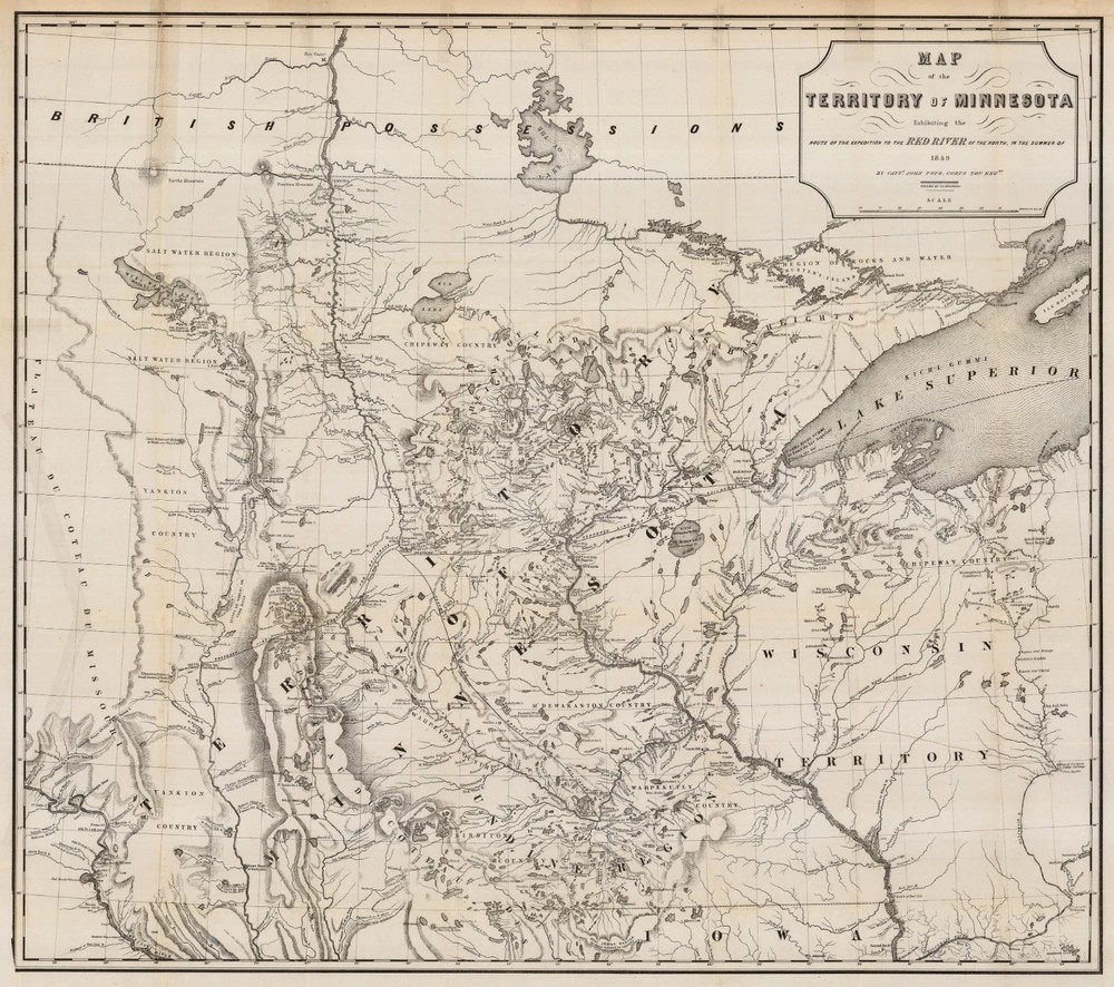 Map Of The Territory Of Minnesota USA 1849 Vintage Historic Map Poster Print