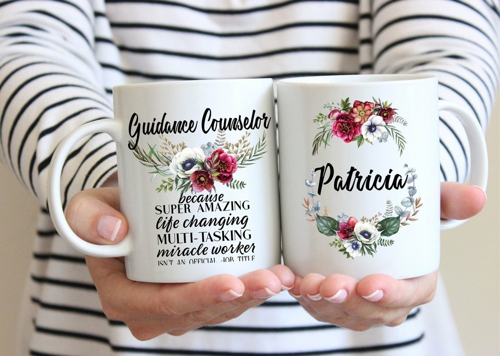 Personalized Guidance Counselor Gift For Women L Custom Name Floral Cup L Thank
