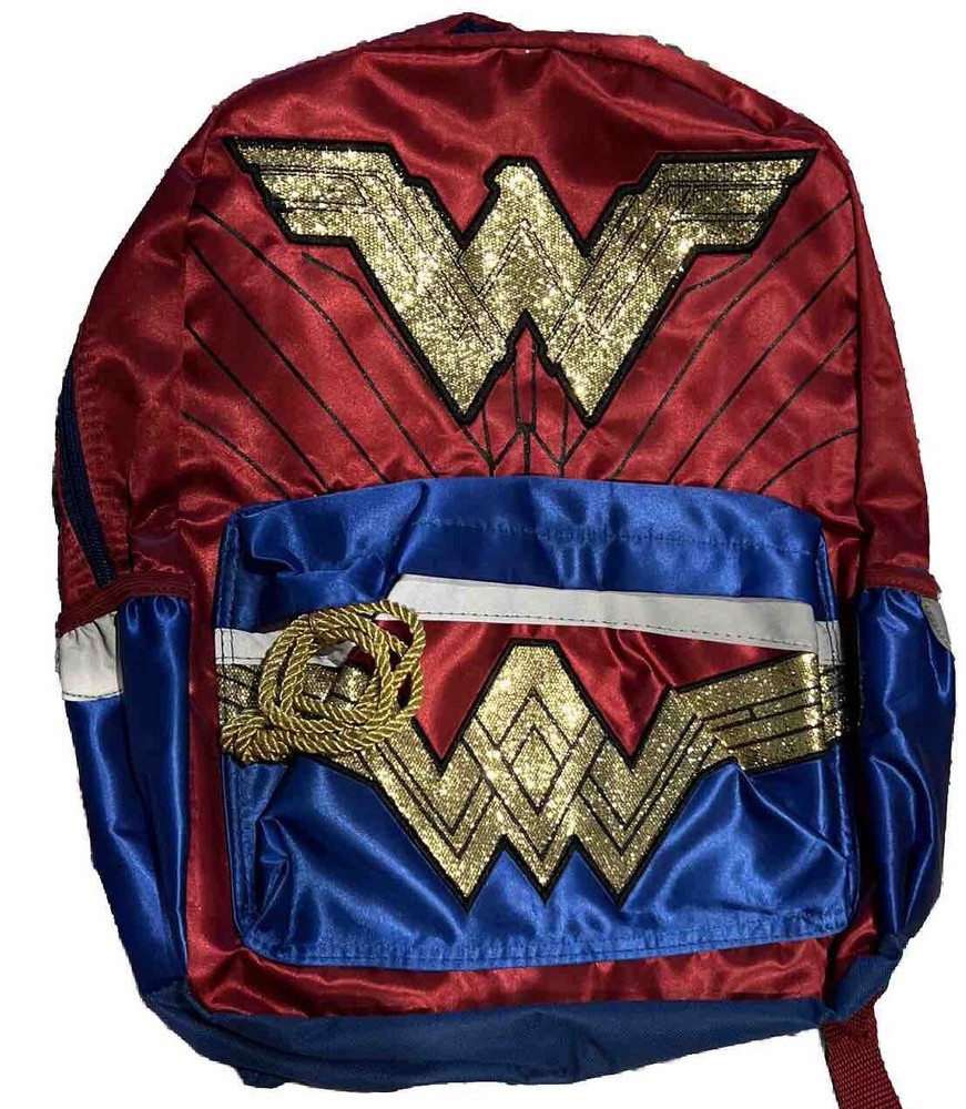Sparkly Gold Wonder Woman Satin Backpack New Without Tags Super Hero Style