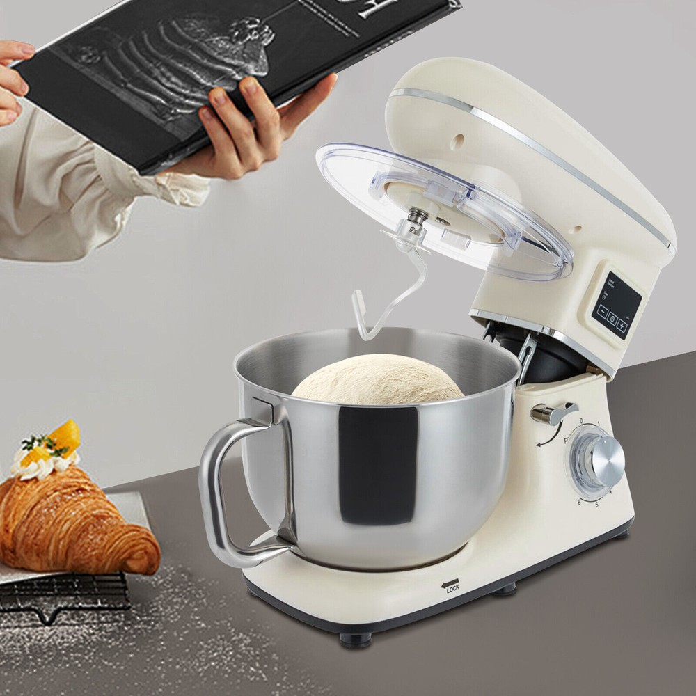 Electric Food Mixer 6+1 Speed 6.5Qt Electric Dough Mixer Processor Timing 1350W
