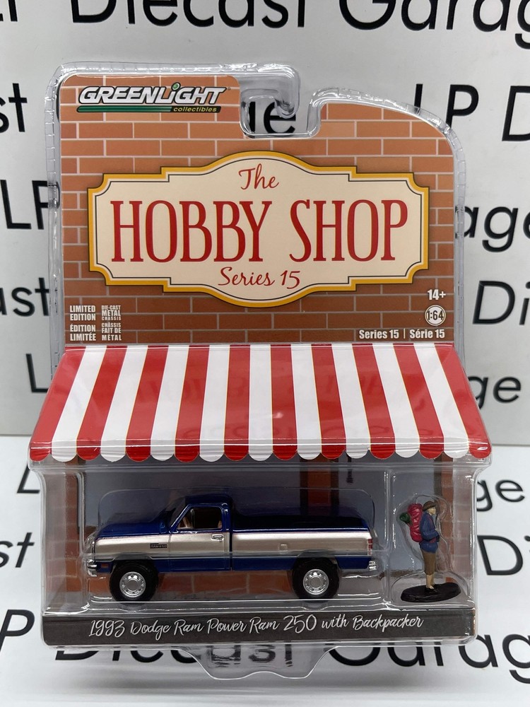 GREENLIGHT 1993 Dodge Ram Power Ram 250 Blue w/ Figure 1:64 Diecast Hobby Shop