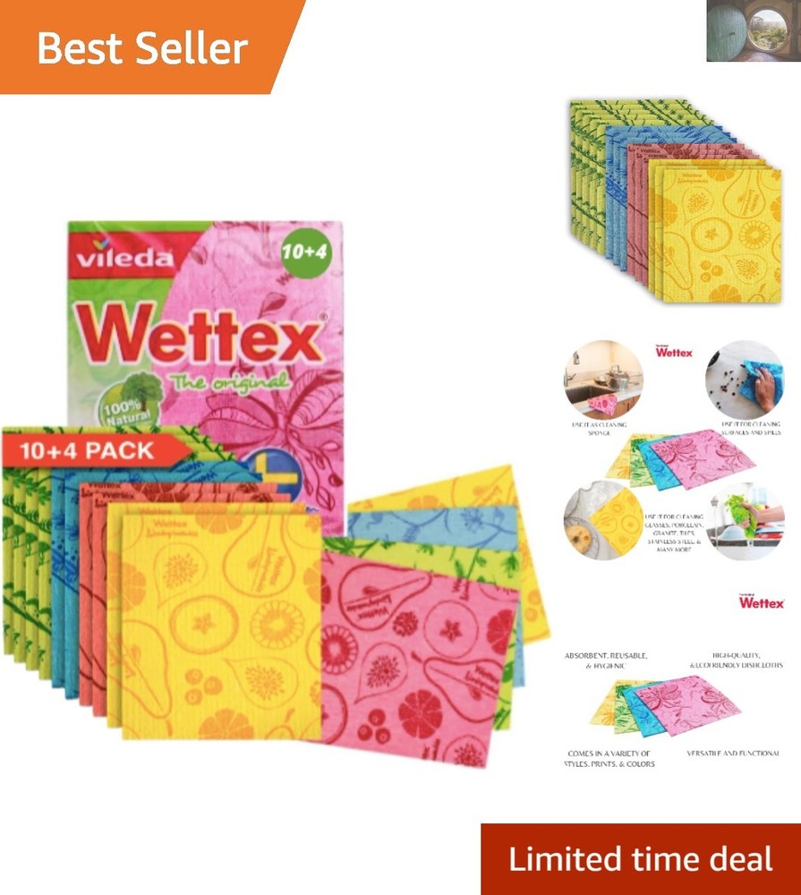 Eco-Friendly Swedish Dishcloths 14-Pack - Reusable Multi-Use Kitchen Towels