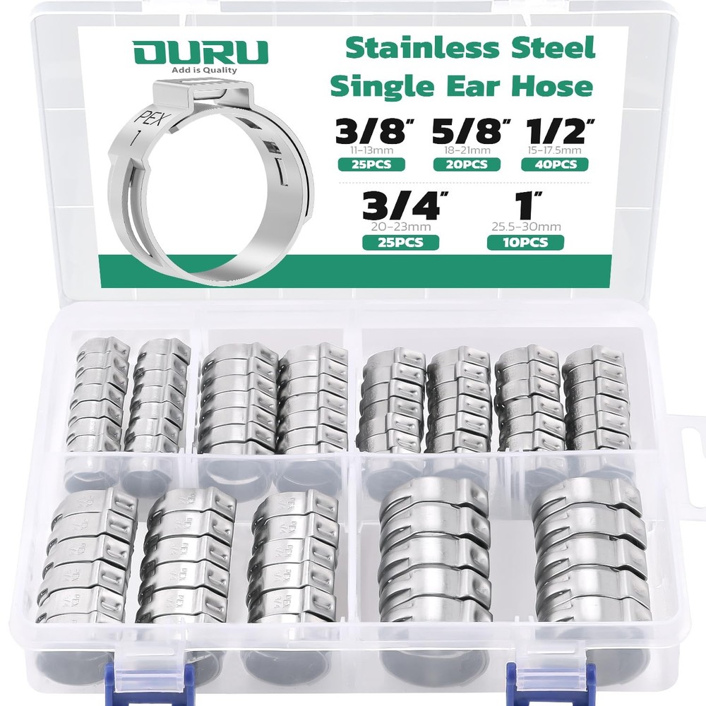 120PCS Pex Crimp Rings Assortment,304 Stainless Steel Pex Clamps 3/8