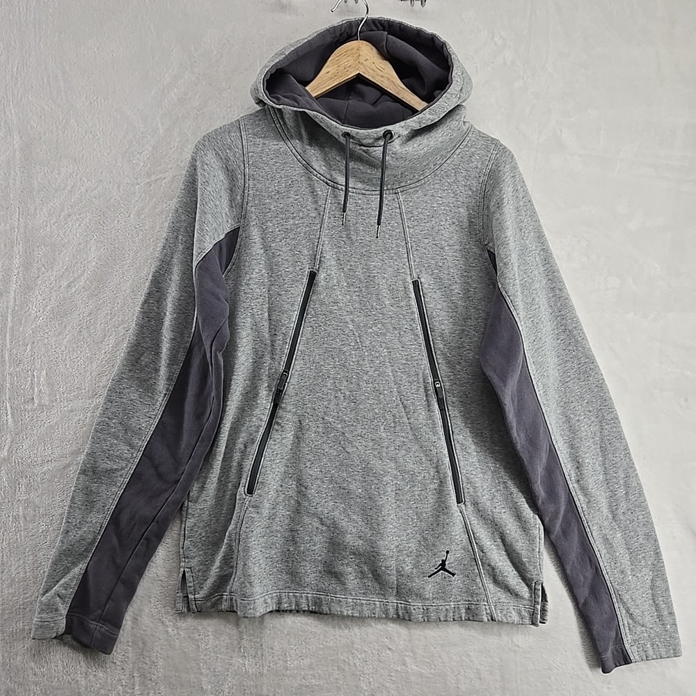 Nike Air Jordan Hoodie Mens M Gray Jumpman Quad Pocket Athletic Sweatshirt