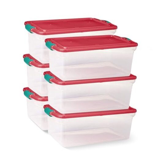6-Pack Holiday Tote, Plastic 64 Quart - 16.25