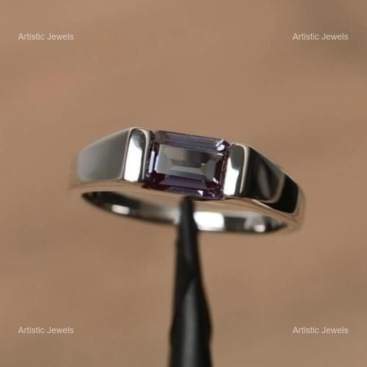 Christmas Sale Sterling Silver Alexandrite Gemstone Stackable Ring Size All Size-image