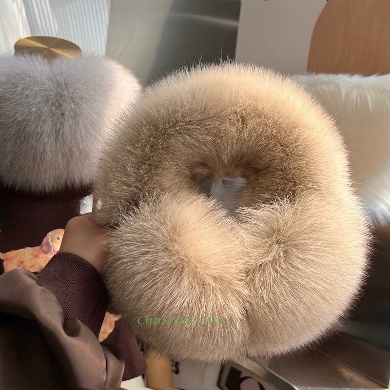 Full Cover Real Fox Fur Earmuffs Warm Earflap Ear Muffs Fox Fur Collar Headband
