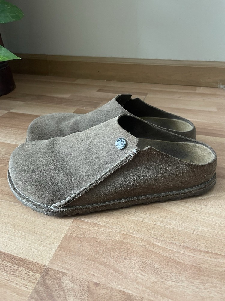 Birkenstock Brown Suede Slip-On Men's Sandals Button Accents Breathable EU 41