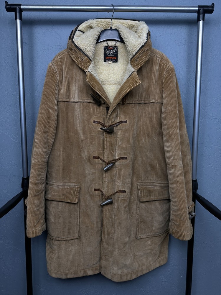 Gloverall Mens Wool Sherpa Corduroy Duffle Coat Jacket Size 50 (M)