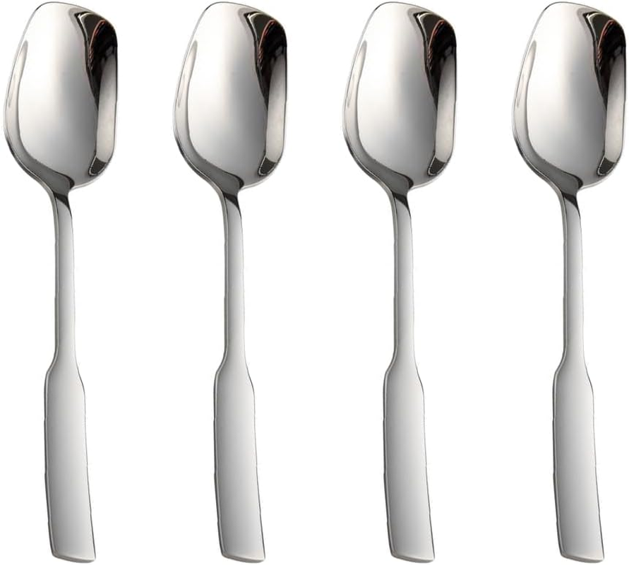 Stainless Steel Fashion Square Head Dessert Spoons, Mirror Polished Ice Cream Sp