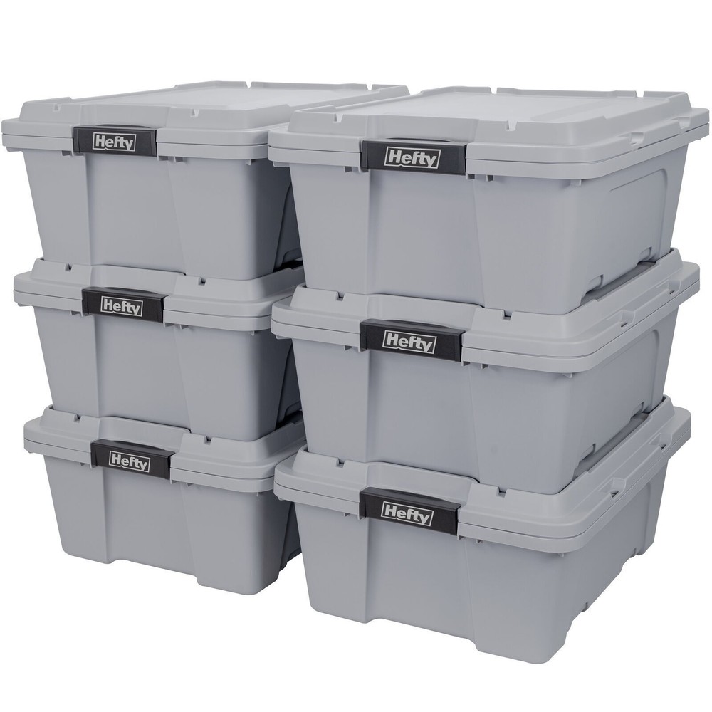 12-Gallon Stackable Plastic Storage Containers – 6-Pack Organizer Totes  