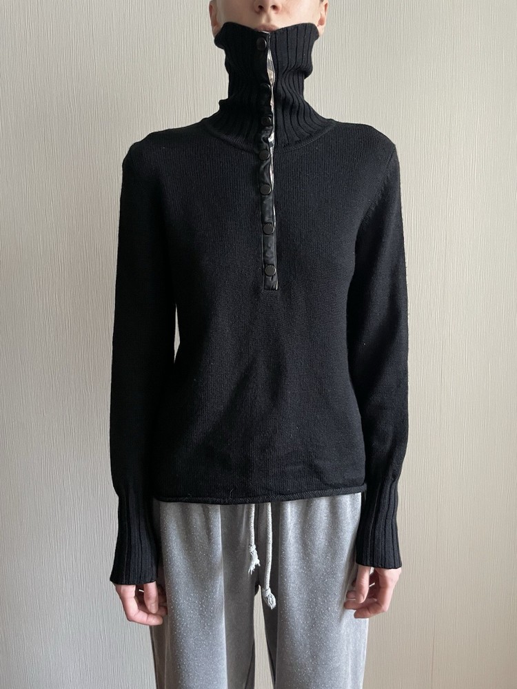 Burberry Jumper Sweater Women’s Size M Nova Check Made In Italy 100% Merino Wool