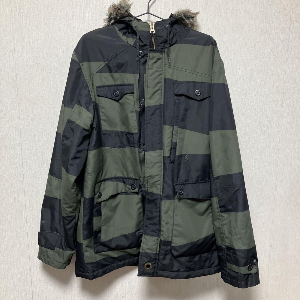 Volcom Snowboard Jacket Mens Size L Black/Olive Green