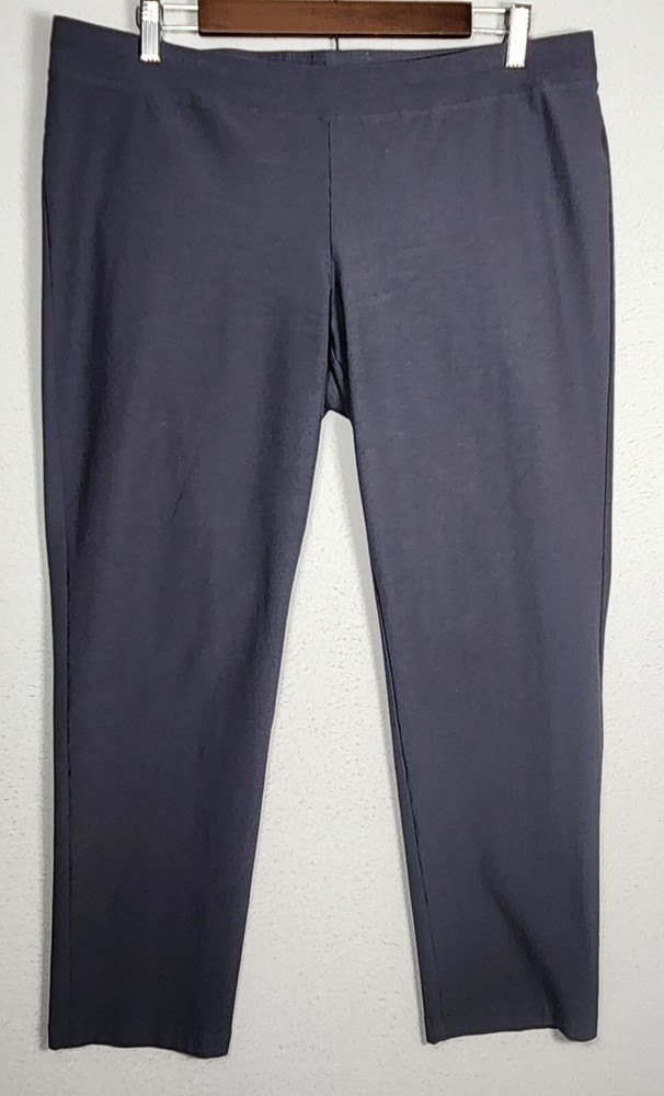 Eileen Fisher Pants Ponte Gray Pull On Size L Large Stretch CA#34460